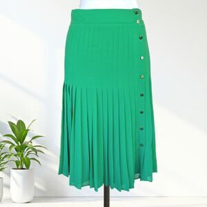TED BAKER Jadica Pleated Midi Skirt Size 4 Kelly Green